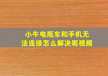 小牛电瓶车和手机无法连接怎么解决呢视频