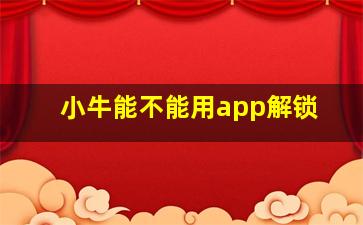 小牛能不能用app解锁