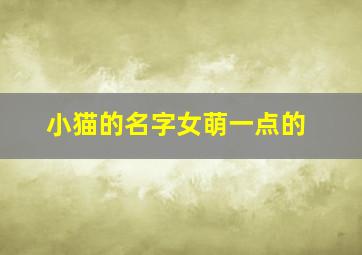 小猫的名字女萌一点的