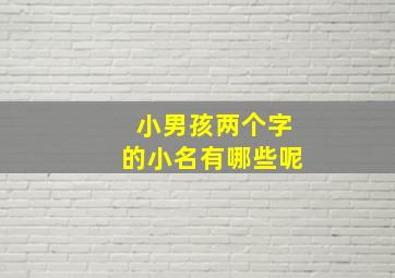 小男孩两个字的小名有哪些呢