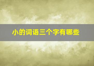 小的词语三个字有哪些