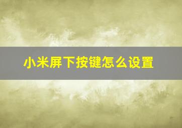 小米屏下按键怎么设置