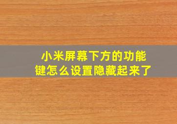 小米屏幕下方的功能键怎么设置隐藏起来了