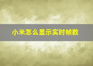 小米怎么显示实时帧数