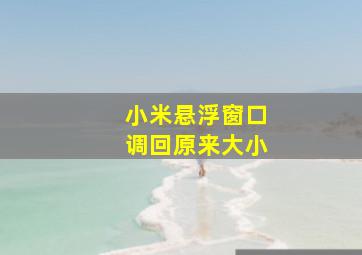 小米悬浮窗口调回原来大小