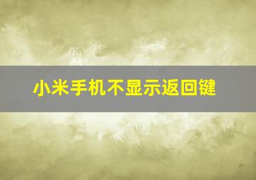 小米手机不显示返回键