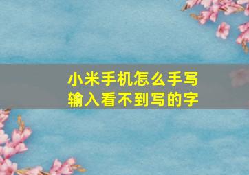 小米手机怎么手写输入看不到写的字