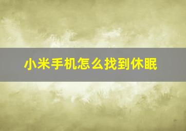 小米手机怎么找到休眠