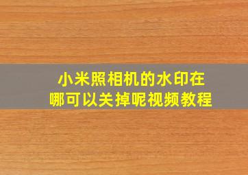 小米照相机的水印在哪可以关掉呢视频教程