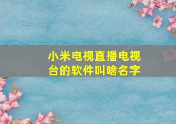 小米电视直播电视台的软件叫啥名字