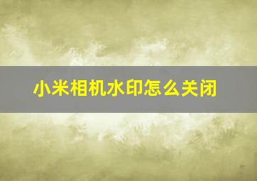 小米相机水印怎么关闭