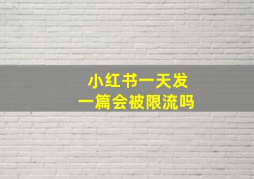 小红书一天发一篇会被限流吗