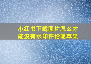 小红书下载图片怎么才能没有水印评论呢苹果