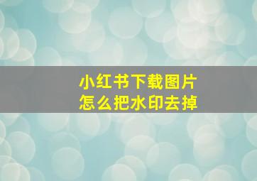 小红书下载图片怎么把水印去掉