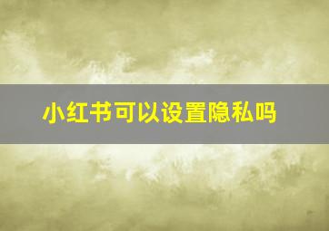 小红书可以设置隐私吗