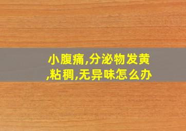 小腹痛,分泌物发黄,粘稠,无异味怎么办