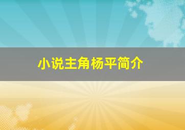 小说主角杨平简介