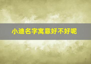 小迪名字寓意好不好呢