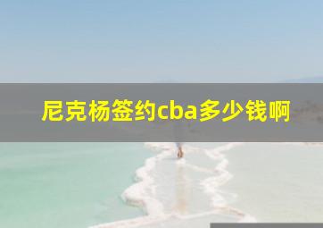 尼克杨签约cba多少钱啊