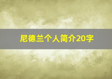 尼德兰个人简介20字