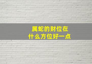 属蛇的财位在什么方位好一点