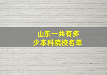 山东一共有多少本科院校名单