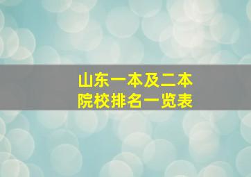 山东一本及二本院校排名一览表