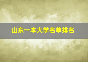 山东一本大学名单排名