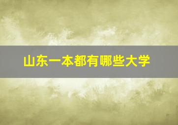 山东一本都有哪些大学