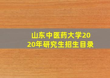 山东中医药大学2020年研究生招生目录