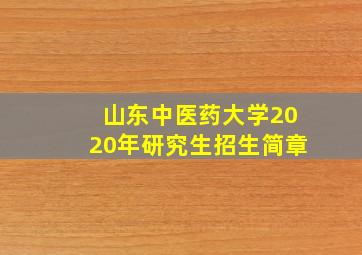 山东中医药大学2020年研究生招生简章