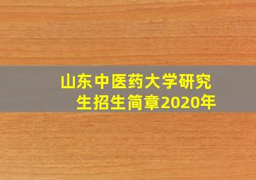 山东中医药大学研究生招生简章2020年