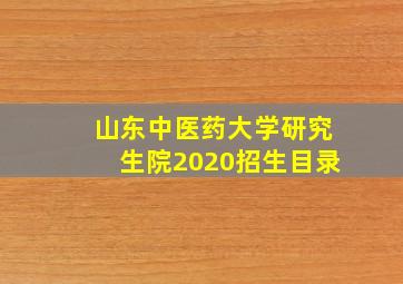 山东中医药大学研究生院2020招生目录