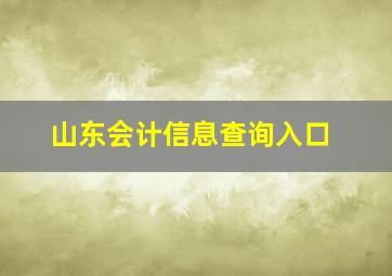 山东会计信息查询入口