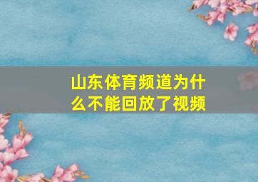 山东体育频道为什么不能回放了视频