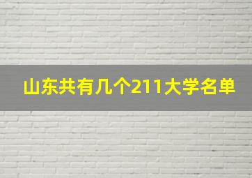 山东共有几个211大学名单