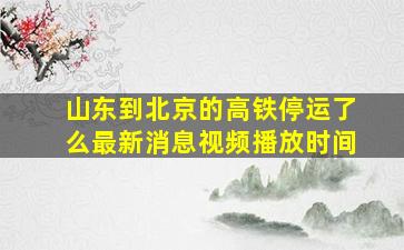 山东到北京的高铁停运了么最新消息视频播放时间