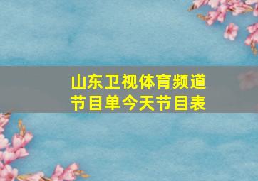 山东卫视体育频道节目单今天节目表