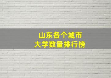 山东各个城市大学数量排行榜