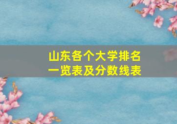 山东各个大学排名一览表及分数线表