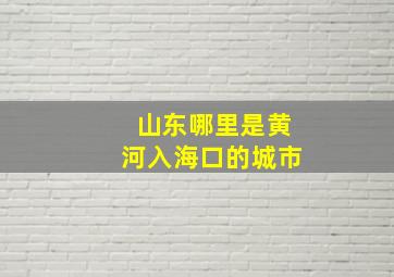 山东哪里是黄河入海口的城市