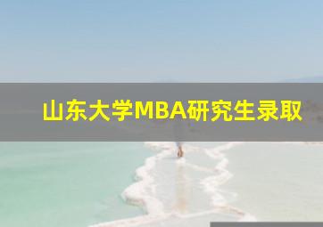 山东大学MBA研究生录取