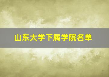 山东大学下属学院名单