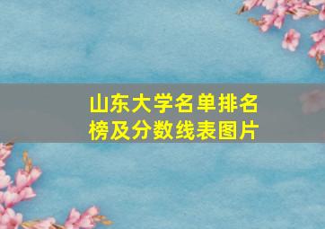 山东大学名单排名榜及分数线表图片