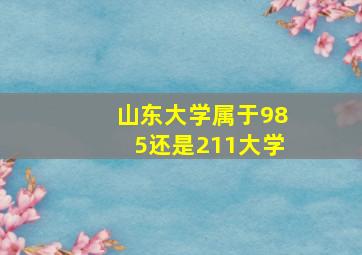 山东大学属于985还是211大学