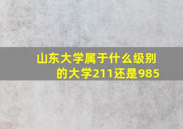 山东大学属于什么级别的大学211还是985