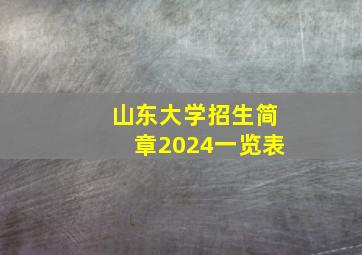 山东大学招生简章2024一览表