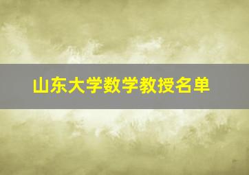 山东大学数学教授名单