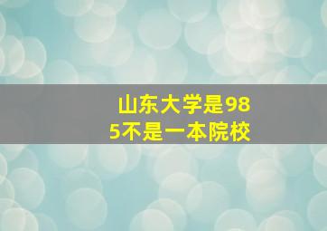 山东大学是985不是一本院校