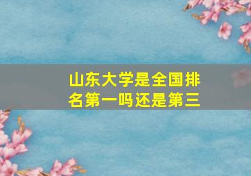 山东大学是全国排名第一吗还是第三